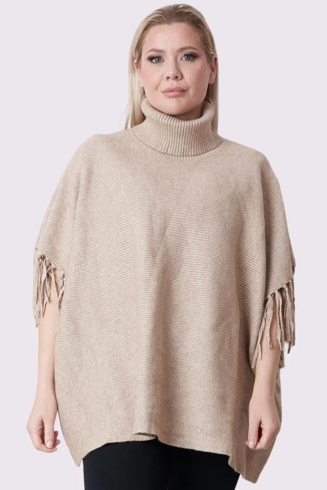 Ribbed Tassel Sleeve Batwing Top