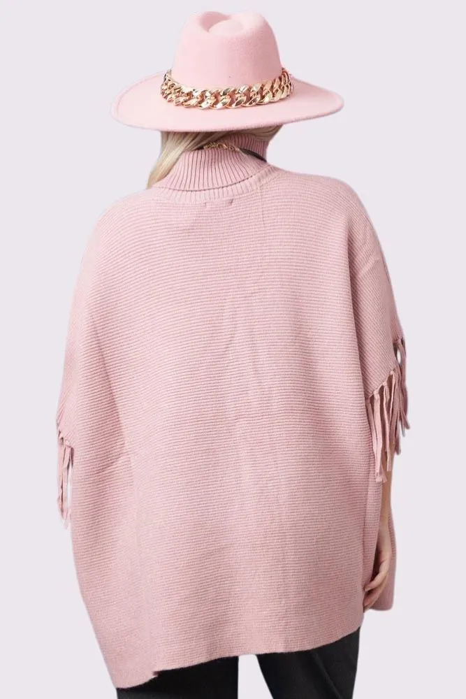 Ribbed Tassel Sleeve Batwing Top